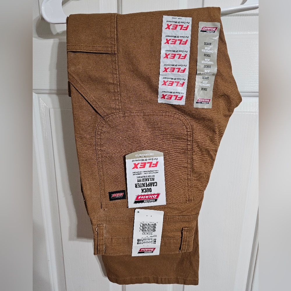 Dickies Men’s 33x32 Carpenter Pants Brown Duck Canvas Workwear Utility Y2K - Picture 2 of 6
